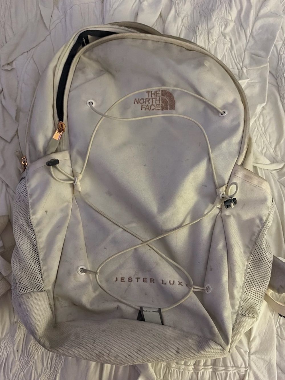 The North Face Jester Lux Backpack - Cream with Rose Gold Accents